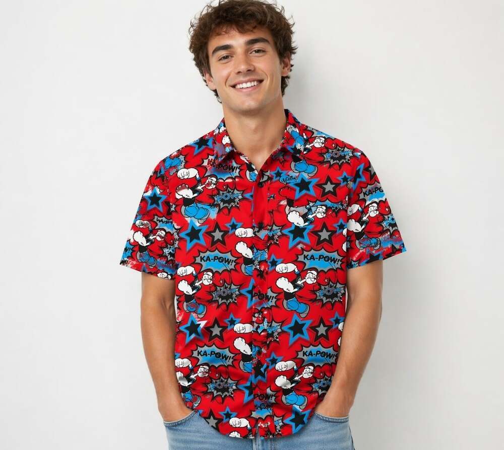 Popeye The Sailor Man Button Down Mens Shirt New With Tags Medium NWT Excellent
